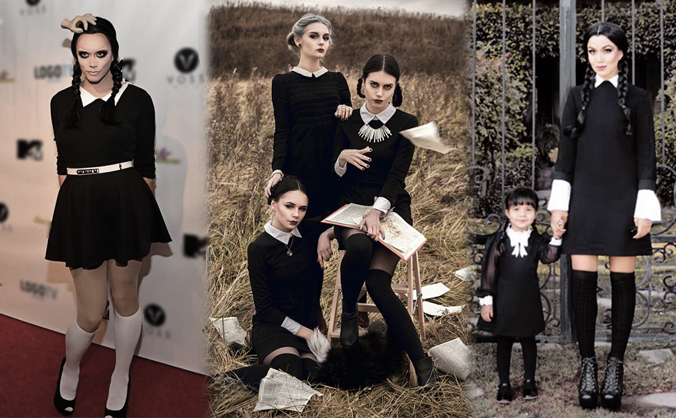 Adult plus size wednesday addams costume Tails and amy porn