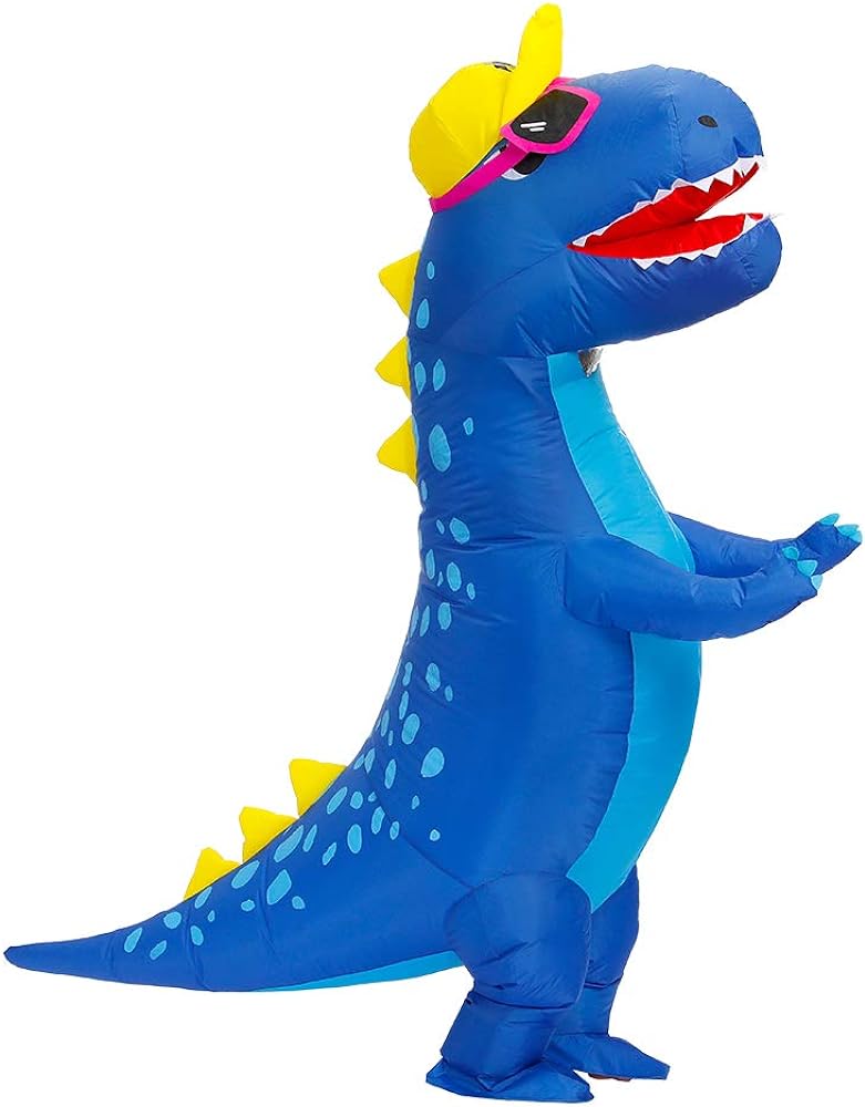 Blue dinosaur costume adult One piece threesome