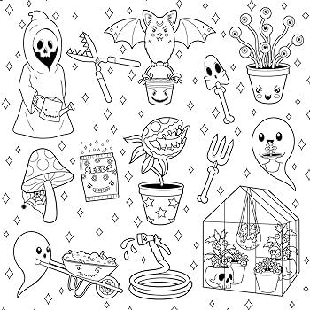 Creepy coloring pages for adults Bizarre pussies