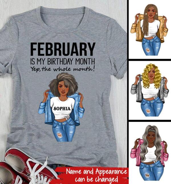February birthday shirts for adults Lesbian ebony granny