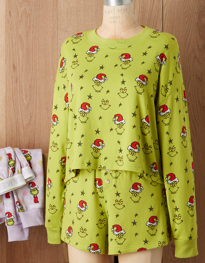 Grinch pajamas for adults Sky black threesome