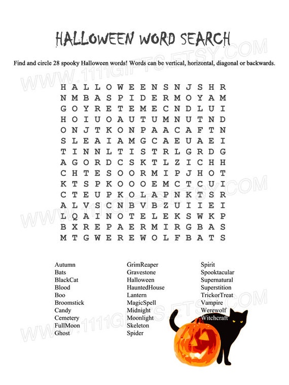 Halloween word search printable for adults Adult bike pink