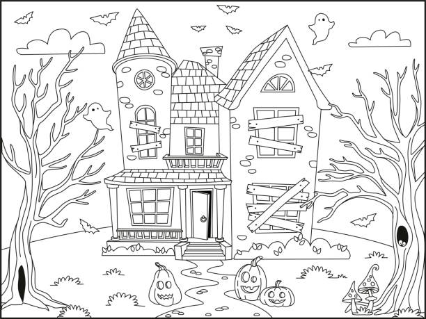Haunted house coloring pages for adults American amature porn