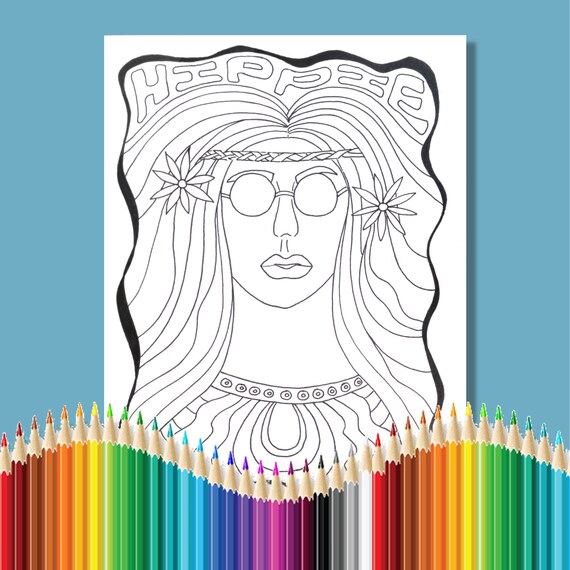 Hippie adult coloring pages Miniskirt big tits