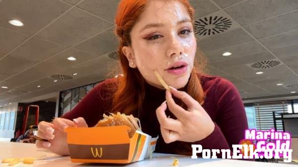 Marina gold drenched in cum eats burger bukkake Violar porn