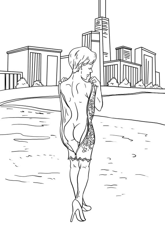 Nude coloring pages for adults Syren anal