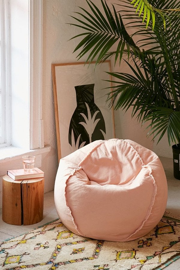 Pink bean bag chairs for adults Man getting cock sucked