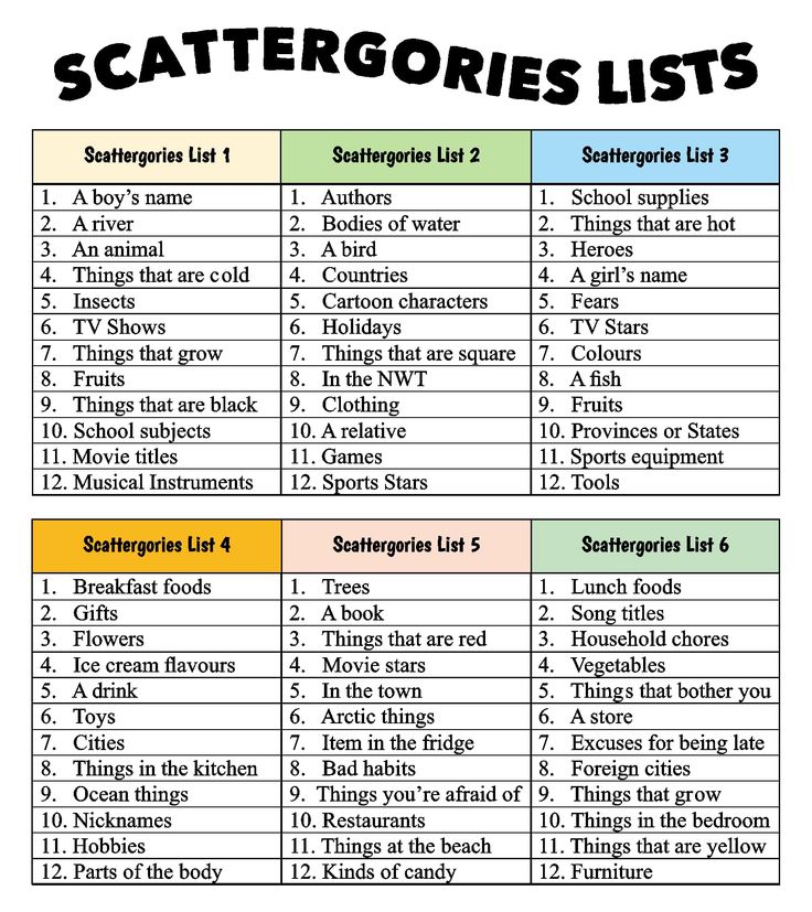 Scattergories lists adults 2001 escort