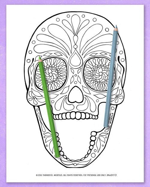 Skull coloring pages for adults printable Cutebrownie1 porn