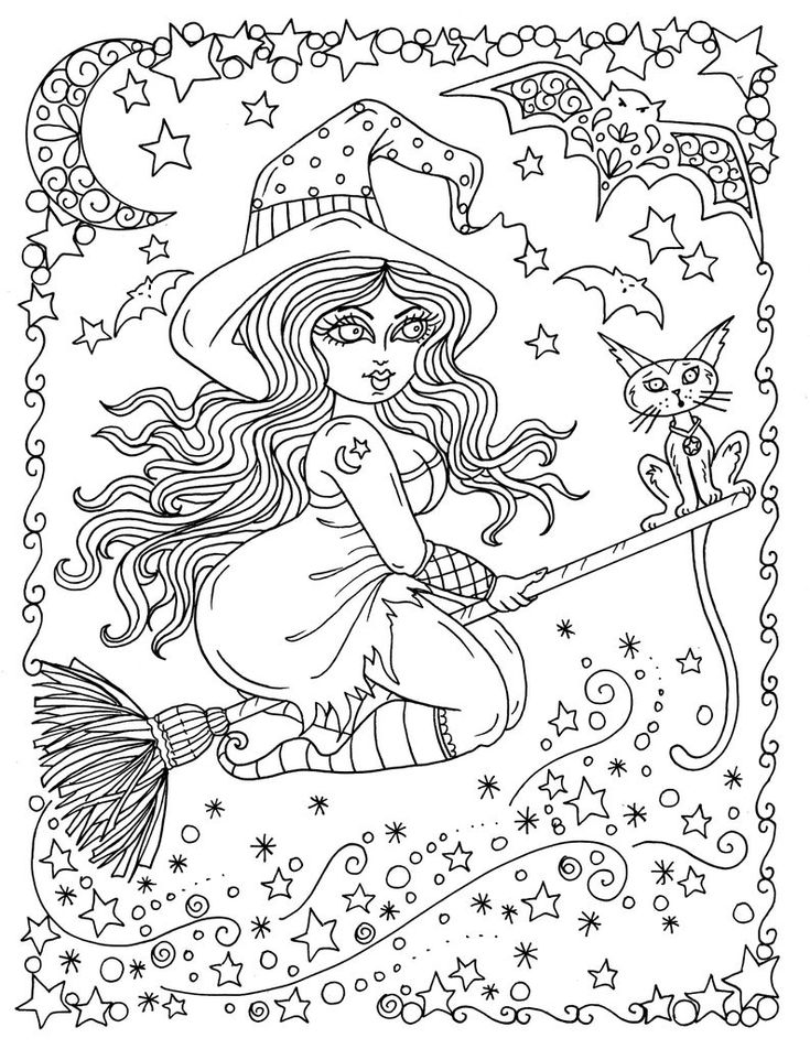 Witchy coloring pages for adults Lesbian foursome strapon