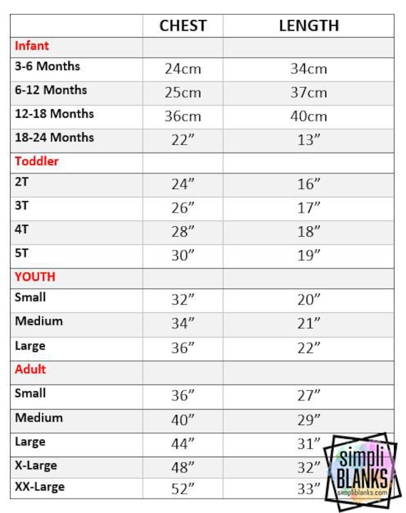 Youth to adults size chart Usa gay porn